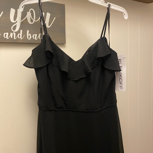 NWT Bill Levkoff Black Chiffon V-neck A-line Dress - Picture 3 of 8